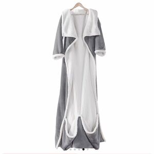 Cozy Gray and White Women's Long Robe